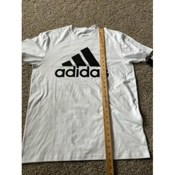 Adidas Golf Mens White Short Sleeve Crew Neck Shirt Size Large 3 Stripes Logo - Picture 8 of 11